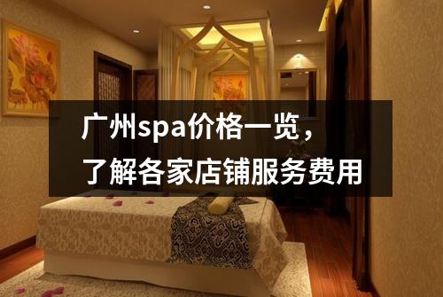 广州spa价格一览，了解各家店铺服务费用