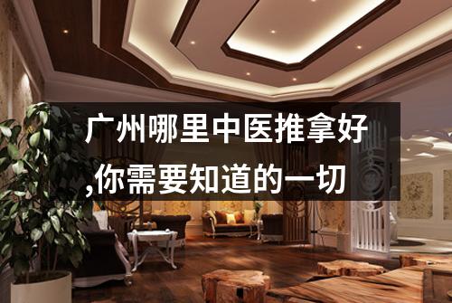 广州哪里中医推拿好,你需要知道的一切