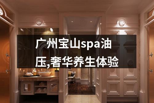 广州宝山spa油压,奢华养生体验