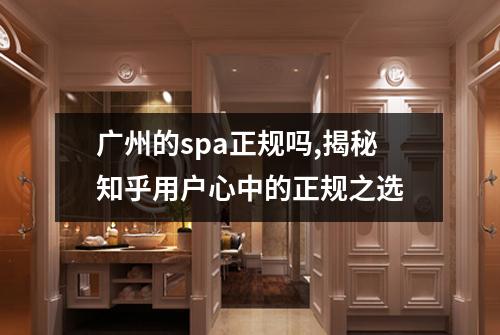 广州的spa正规吗,揭秘知乎用户心中的正规之选