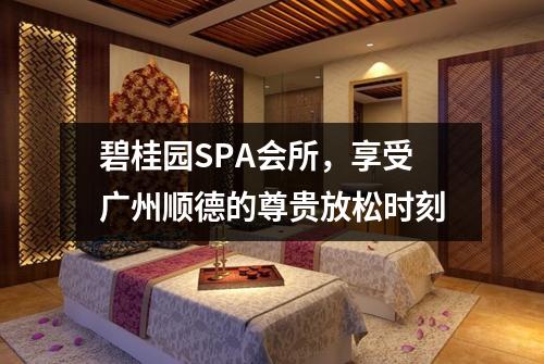 碧桂园SPA会所，享受广州顺德的尊贵放松时刻