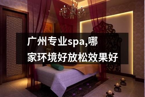 广州专业spa,哪家环境好放松效果好